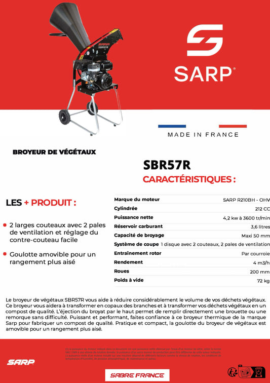 SARP
Broyeur de végétaux - Moteur Sarp 212cc - ARG Motoculture services