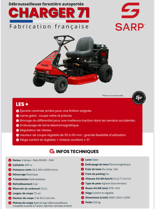 SARP
Débroussailleuse forestière autoportée - 71 cm
