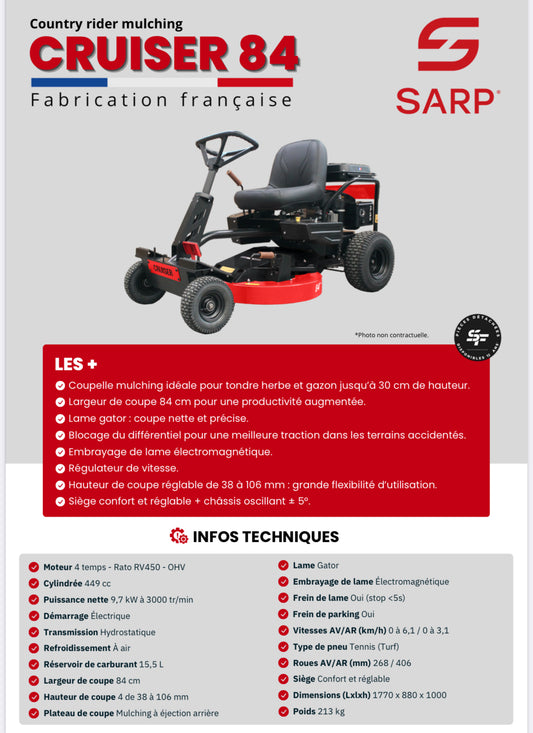 SARP
Country rider - Coupelle mulching de 84 cm - ARG Motoculture services