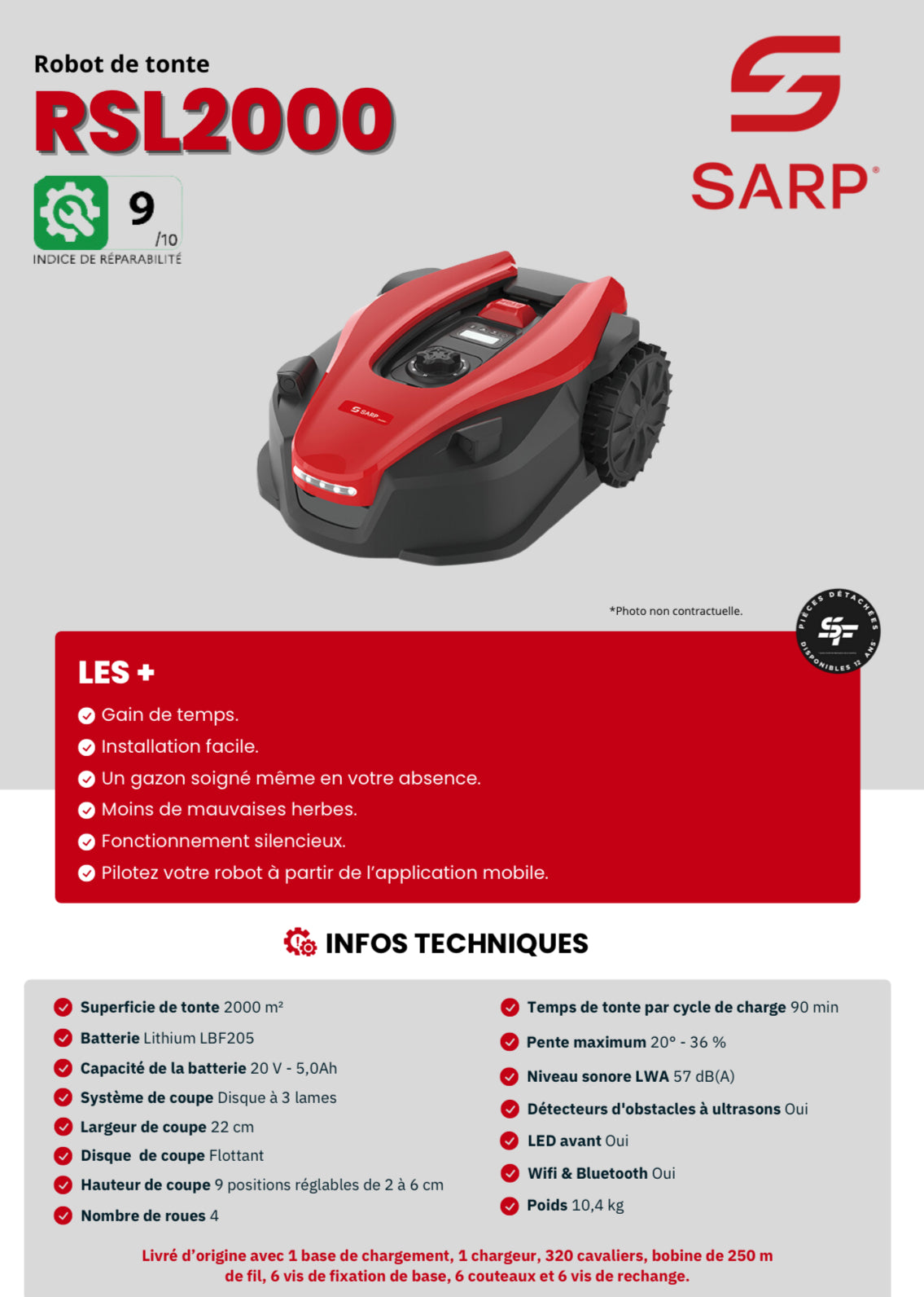 SARP
Robot de tonte - Largeur de coupe de 22 cm - 4 Roues 2000